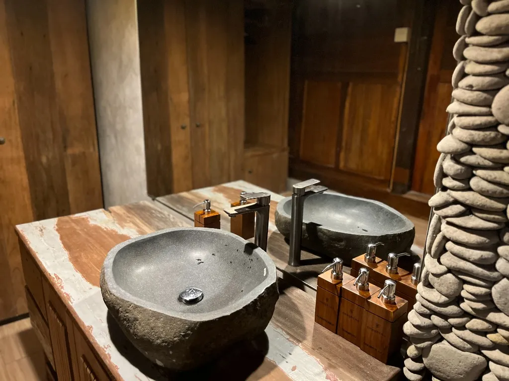 Modern luxury bathroom with sink at Saughina Ubud private villa